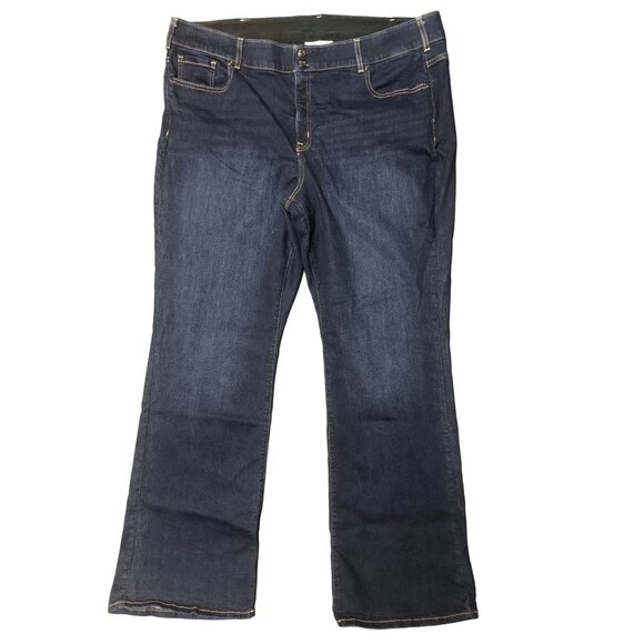 Lane Bryant Jeans Womens Size 26L Blue Dark Wash Stretch Denim Elastic Waist - Picture 2 of 7